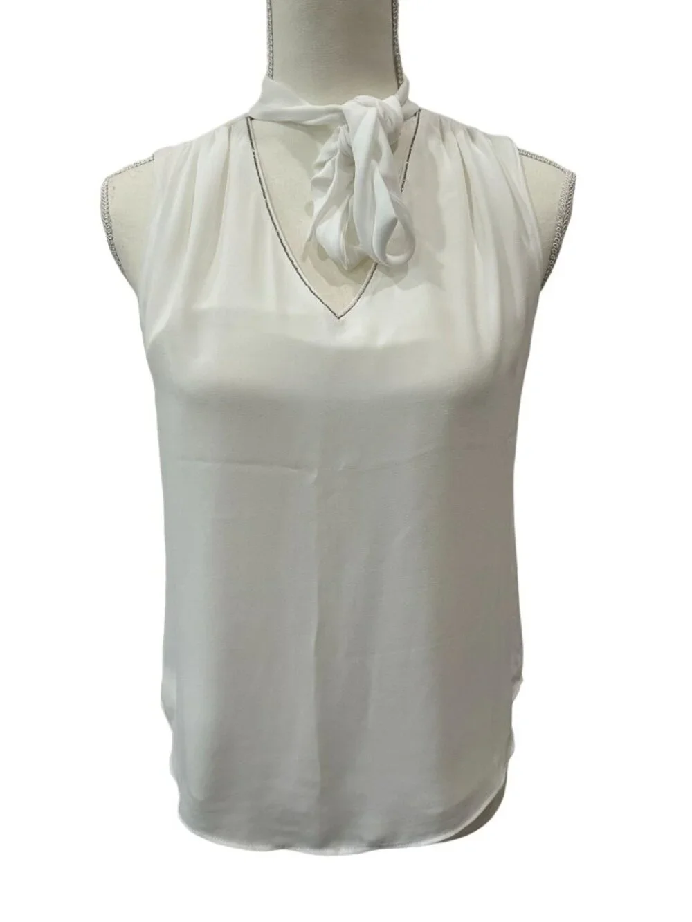 WHITE HOUSE BLACK MARKET WHBM White Bow Neck Tank Top Size 2P